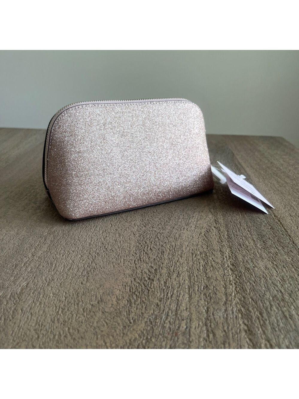 kate spade Rose Gold Tinsel Glitter Small Cosmetics Bag NWT - Picture 2 of 8